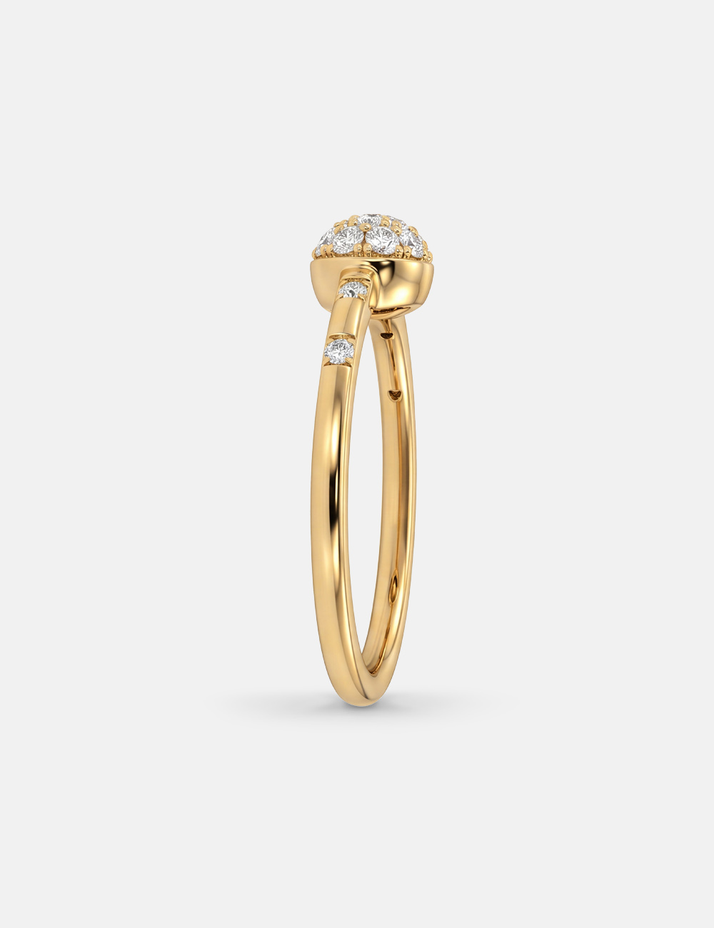 Oval Cluster Gold Plated Silver Lab Grown Diamond Ring 0.22 Cent FG-VVS, Gold Plated, large, image 3