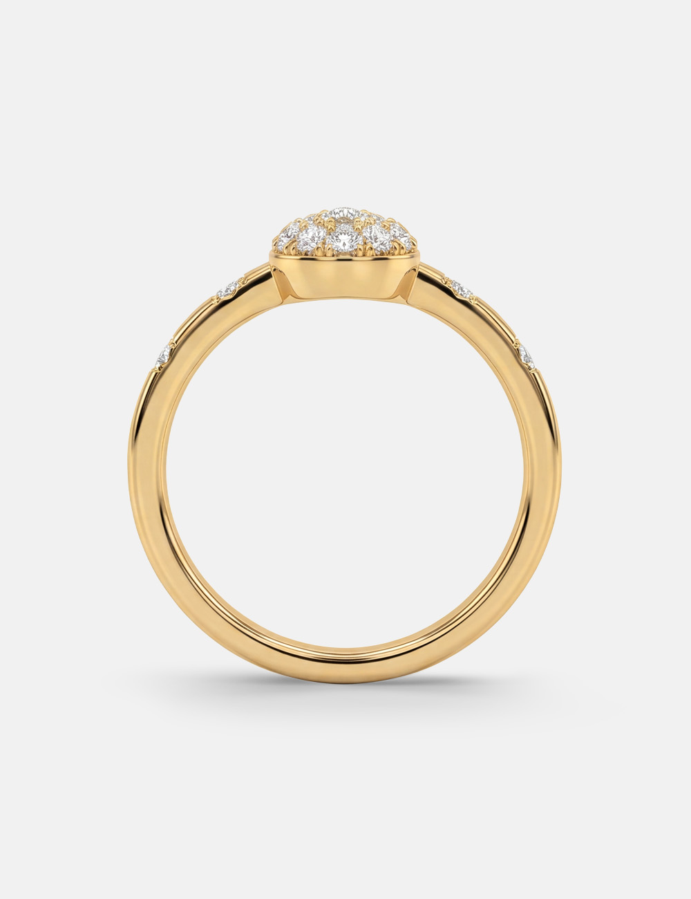 Oval Cluster Gold Plated Silver Lab Grown Diamond Ring 0.22 Cent FG-VVS, Gold Plated, large, image 4