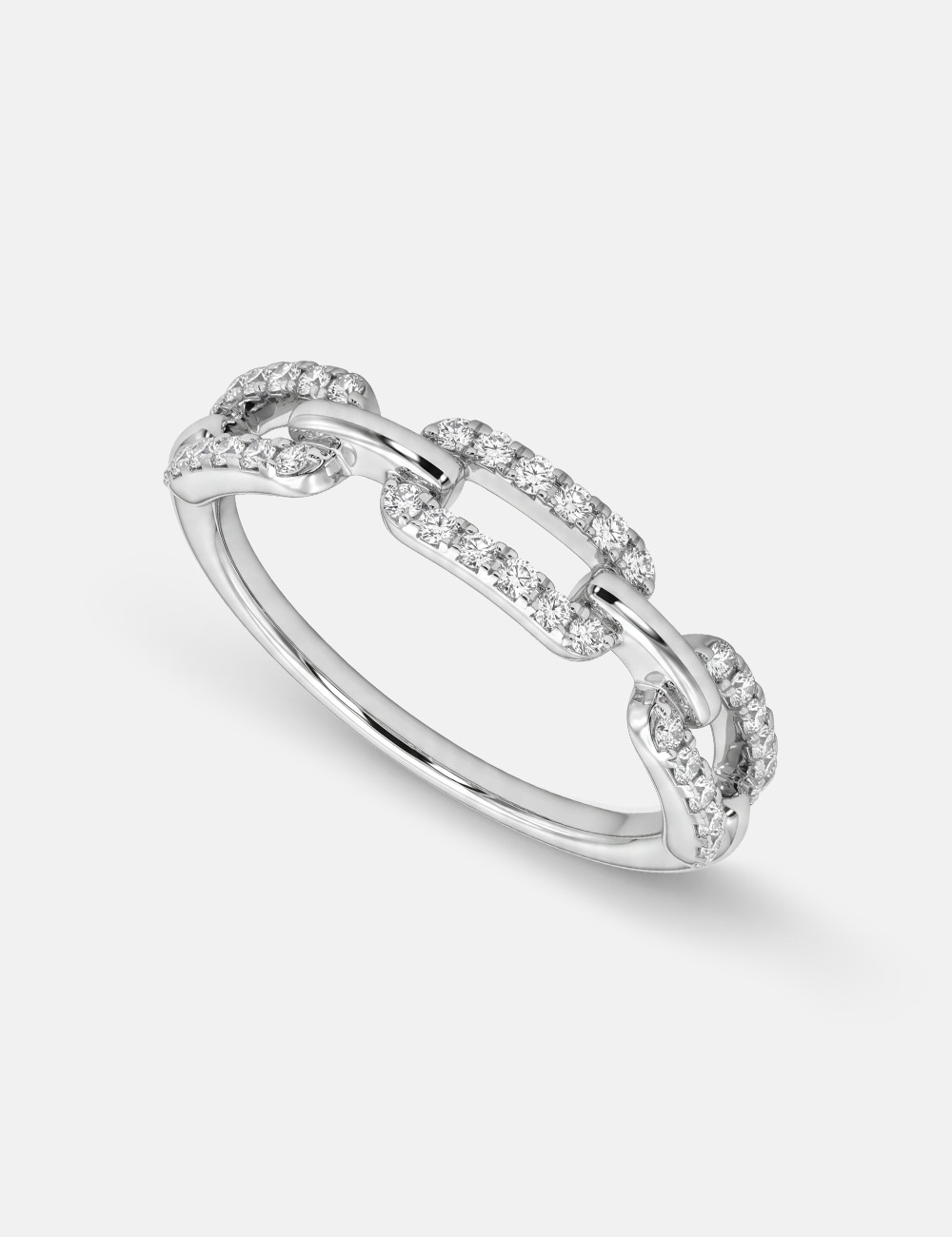 Chain Link Silver Lab Grown Diamond Ring 0.26 Cent FG-VVS, White, large, image 1
