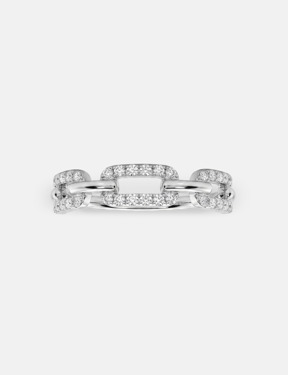 Chain Link Silver Lab Grown Diamond Ring 0.26 Cent FG-VVS, White, large, image 2