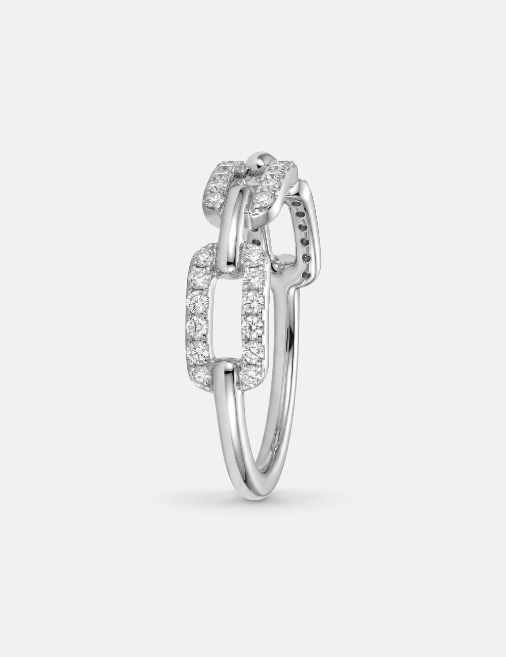 Chain Link Silver Lab Grown Diamond Ring 0.26 Cent FG-VVS, White, large, image 3