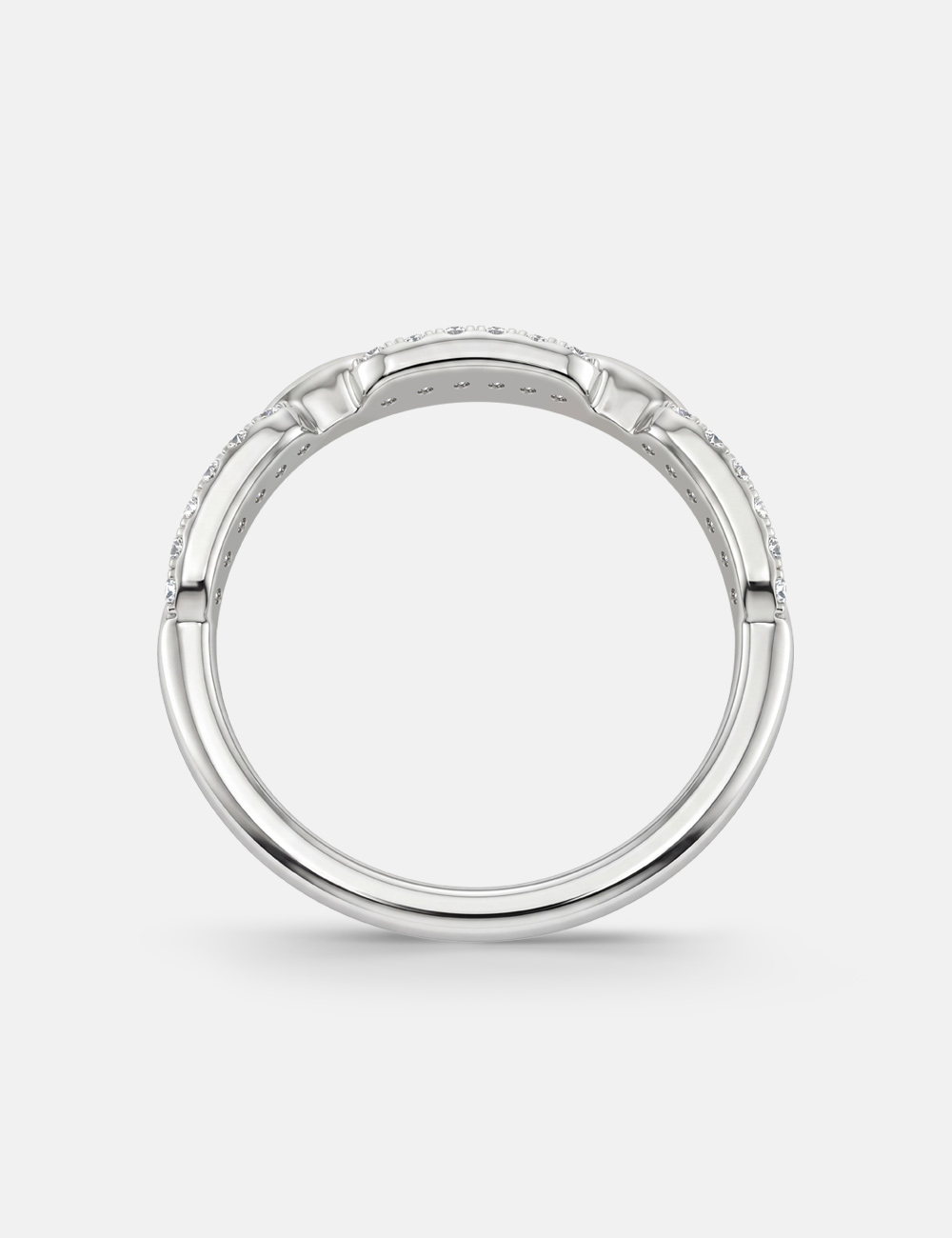 Chain Link Silver Lab Grown Diamond Ring 0.26 Cent FG-VVS, White, large, image 4