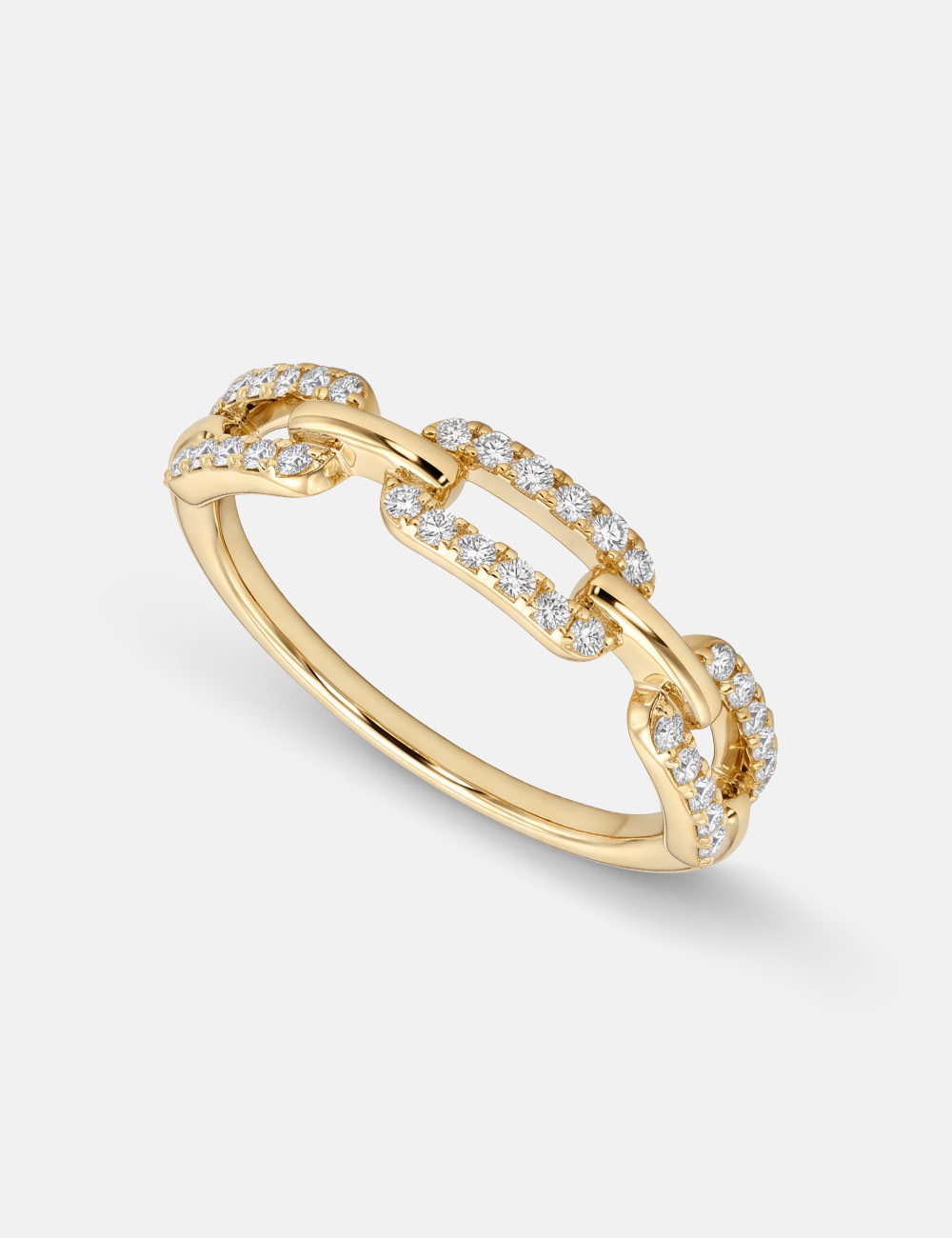 Chain Link Gold Plated Silver Lab Grown Diamond Ring 0.26 Cent FG-VVS, Gold Plated, large, image 1