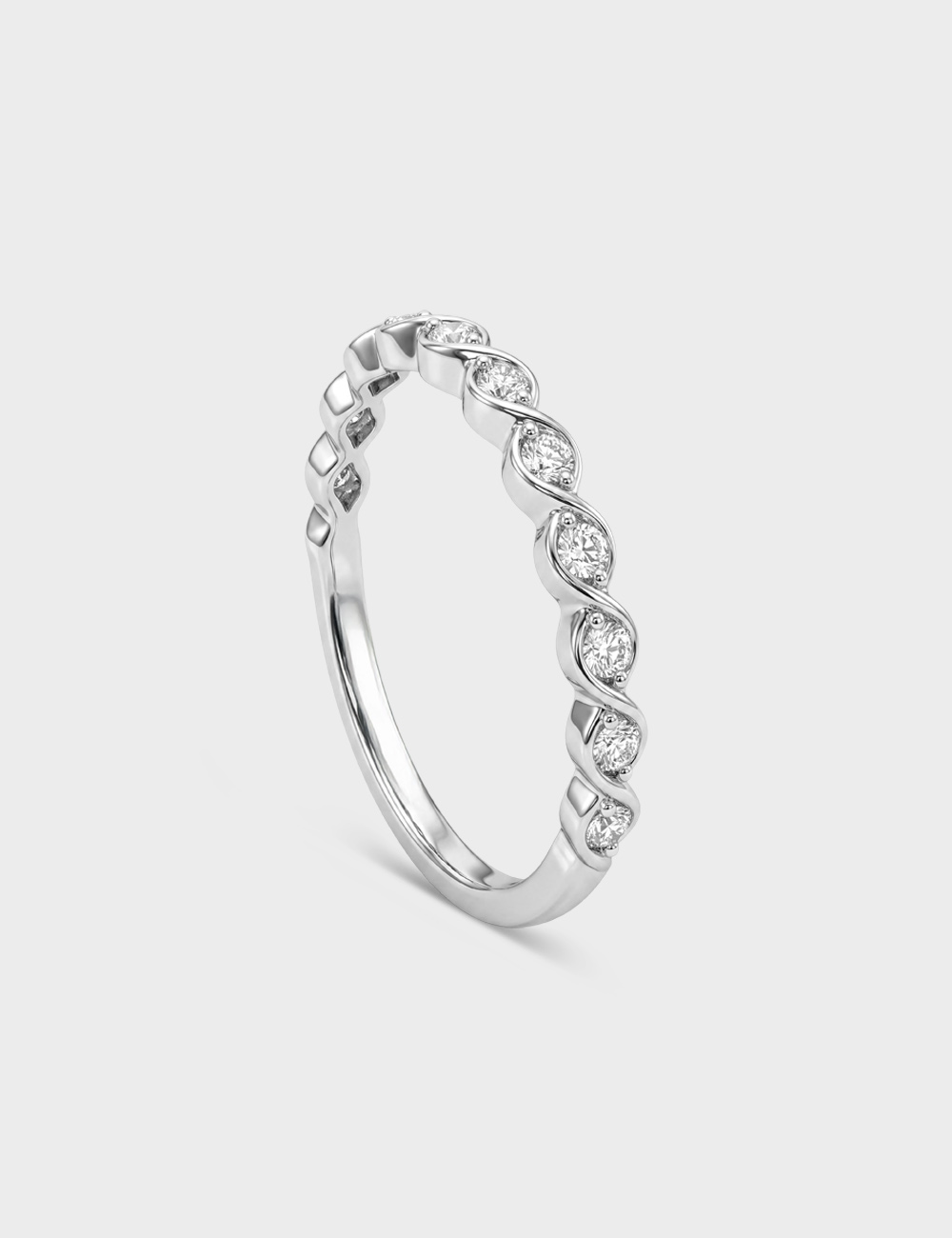 Sway Silver Lab Grown Diamond Ring 7 Cent FG-VVS, White, large, image 1