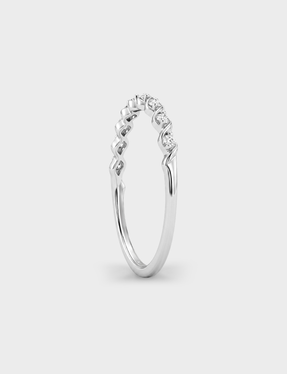 Sway Silver Lab Grown Diamond Ring 7 Cent FG-VVS, White, large, image 3