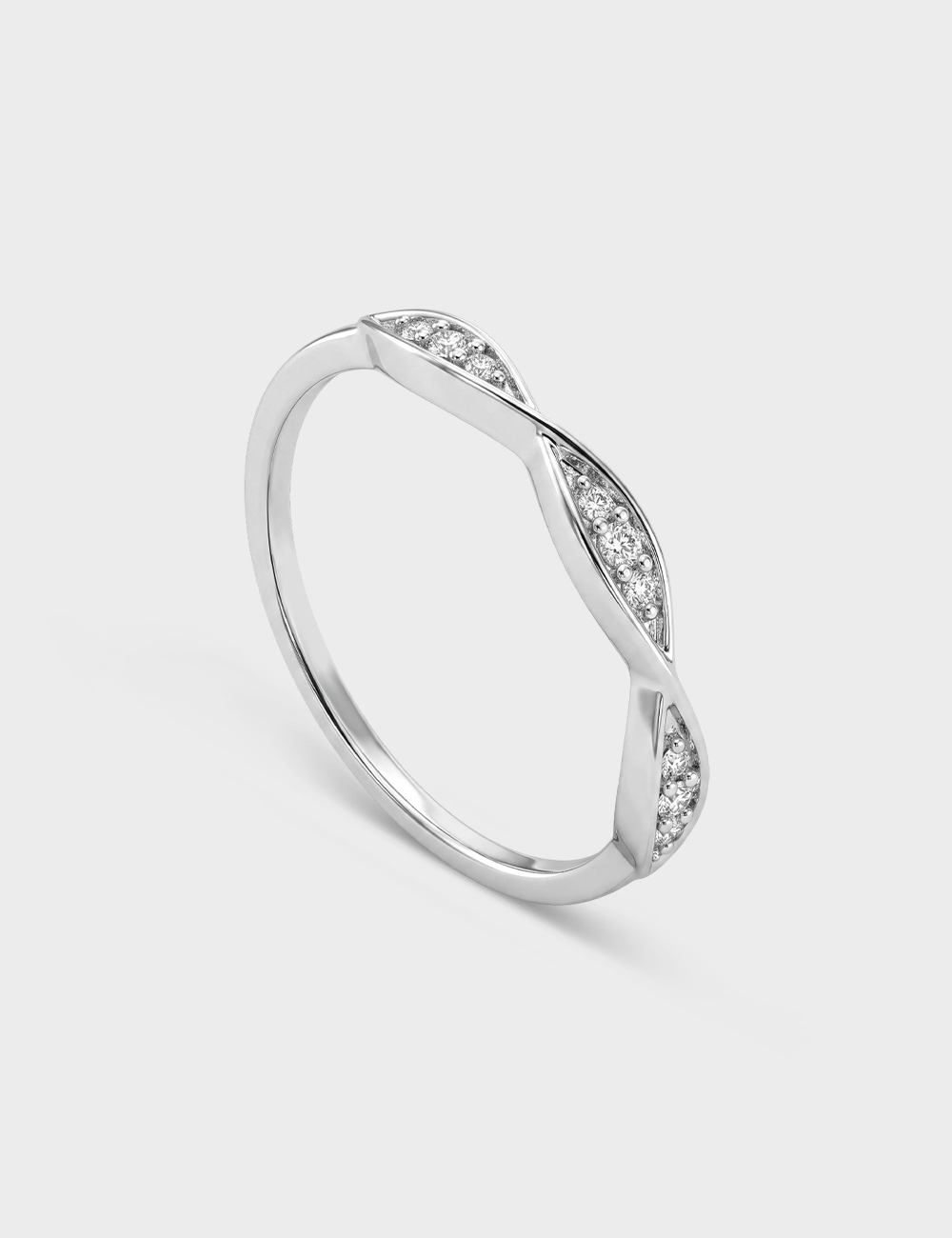 Crossover Silver Lab Grown Diamond Ring 8 Cent FG-VVS, White, large, image 1