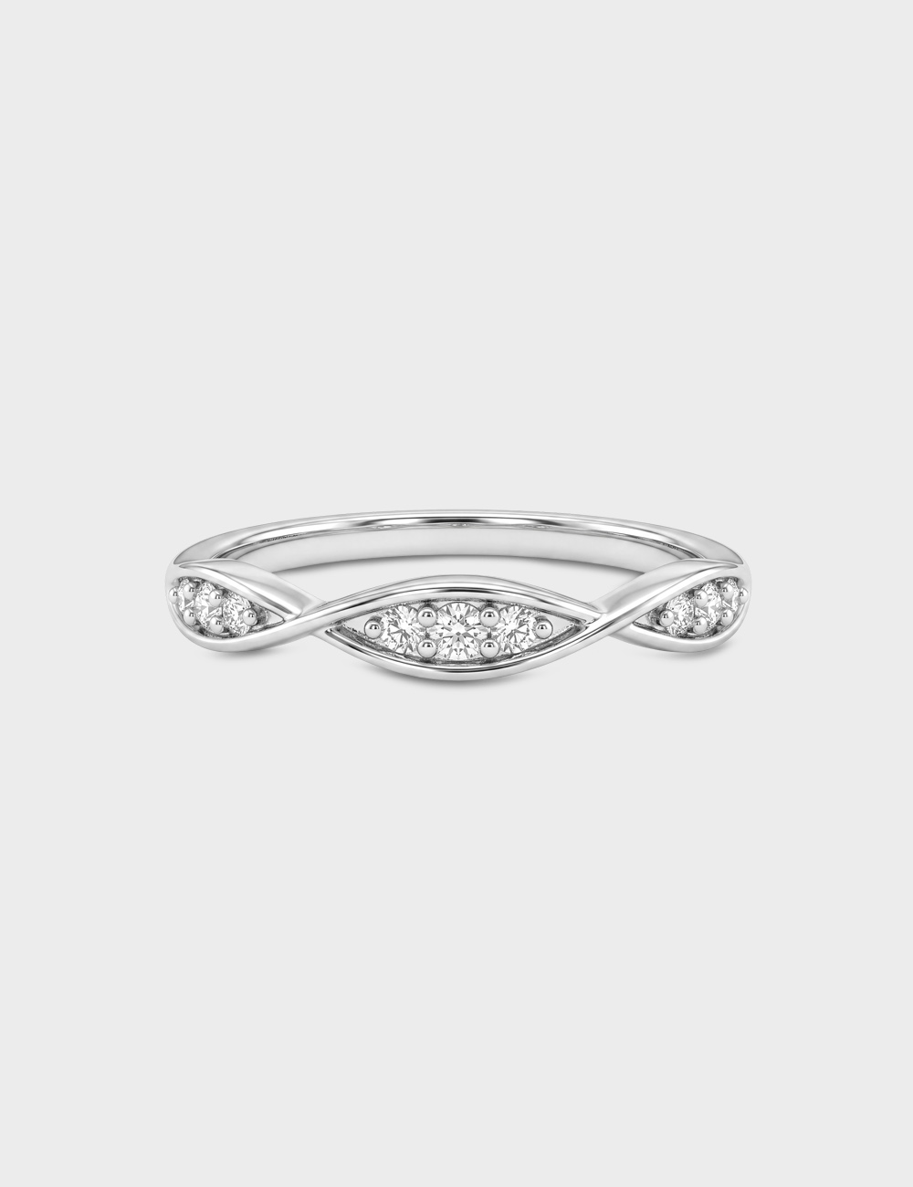 Crossover Silver Lab Grown Diamond Ring 8 Cent FG-VVS, White, large, image 2