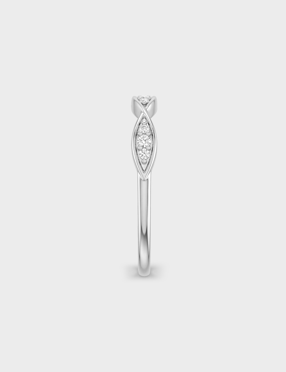 Crossover Silver Lab Grown Diamond Ring 8 Cent FG-VVS, White, large, image 3