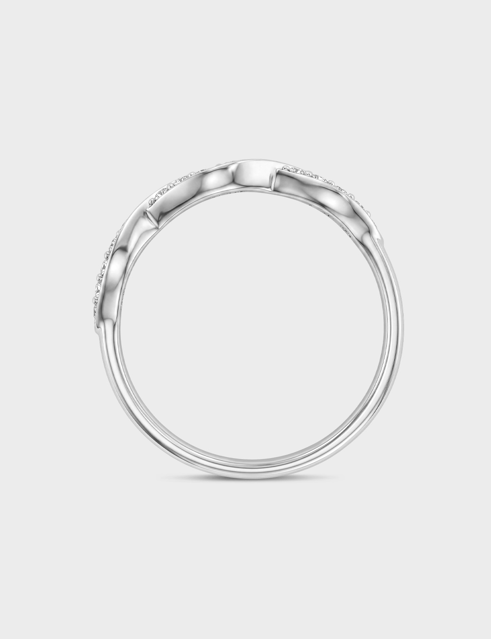 Crossover Silver Lab Grown Diamond Ring 8 Cent FG-VVS, White, large, image 4