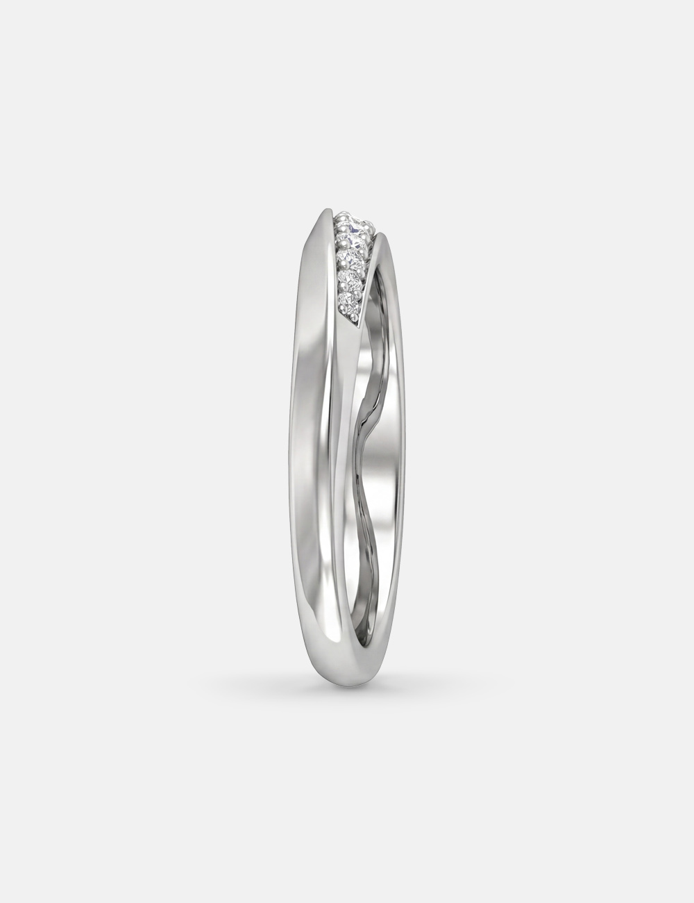 Pav&eacute; Silver Lab Grown Diamond Band 0.27 Cent FG-VVS, White, large, image 3