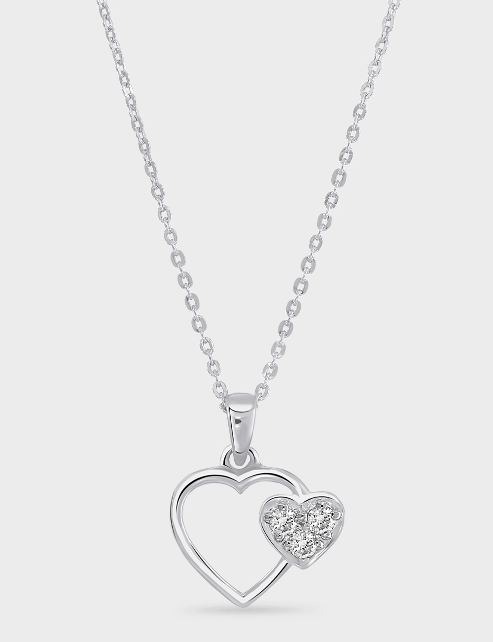 Heartframe Diamond Pendant 0.23 cent FG-VVS, White, large, image 1