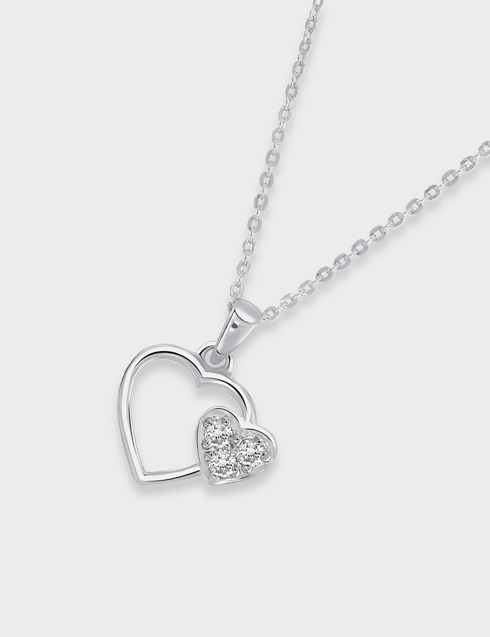 Heartframe Diamond Pendant 0.23 cent FG-VVS, White, large, image 2