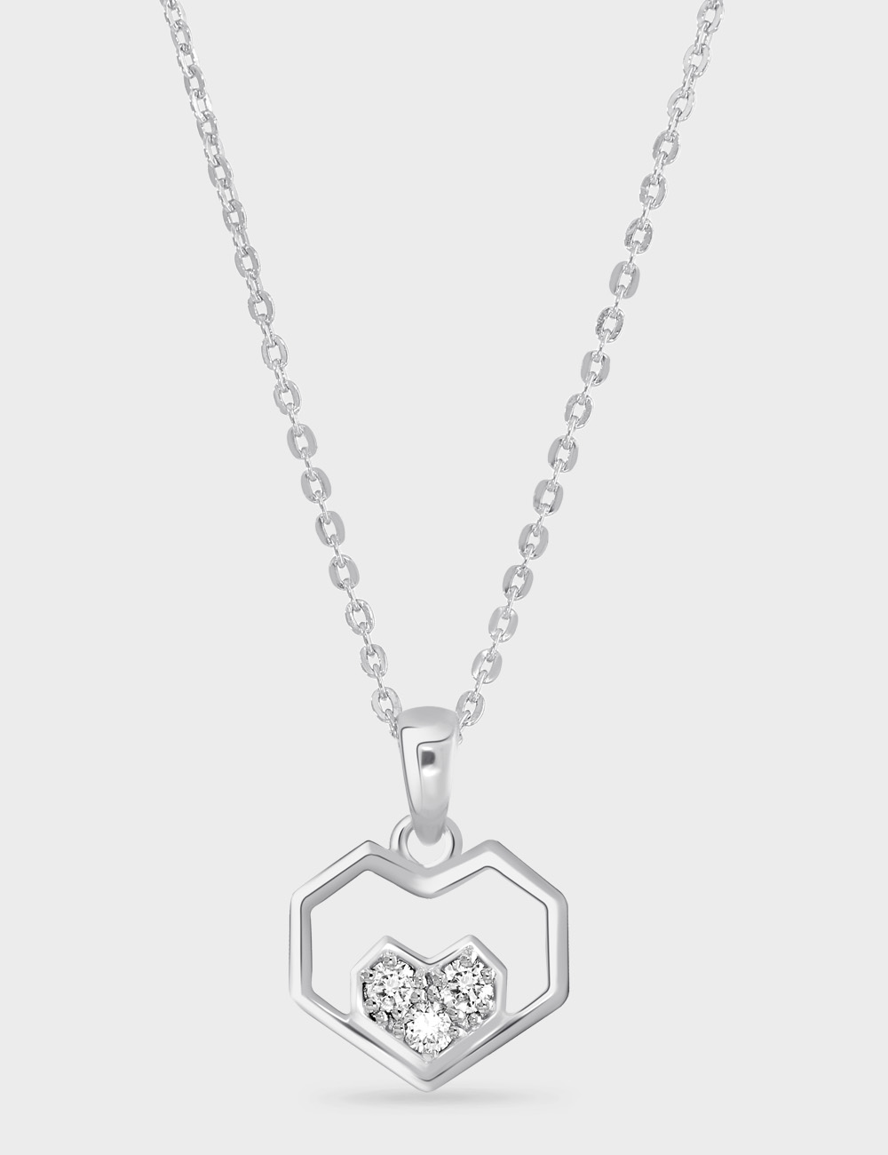 Heart Prism Diamond Pendant 0.18 cent FG-VVS, White, large, image 1