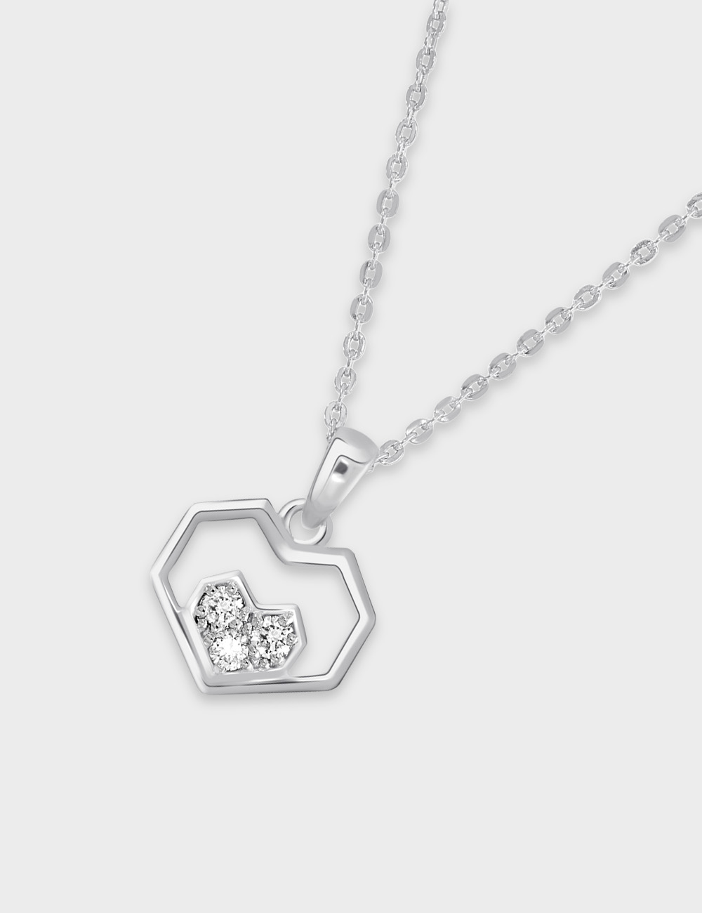 Heart Prism Diamond Pendant 0.18 cent FG-VVS, White, large, image 2