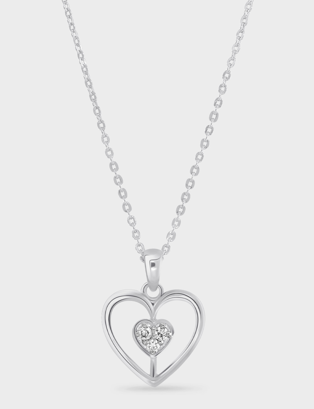 Tender Hearts Diamond Pendant 0.12 cent FG-VVS, White, large, image 1