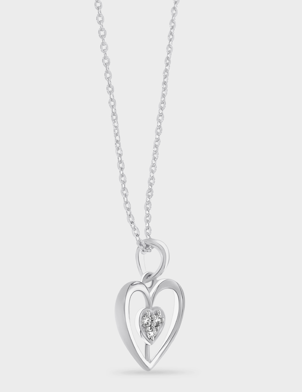 Tender Hearts Diamond Pendant 0.12 cent FG-VVS, White, large, image 2