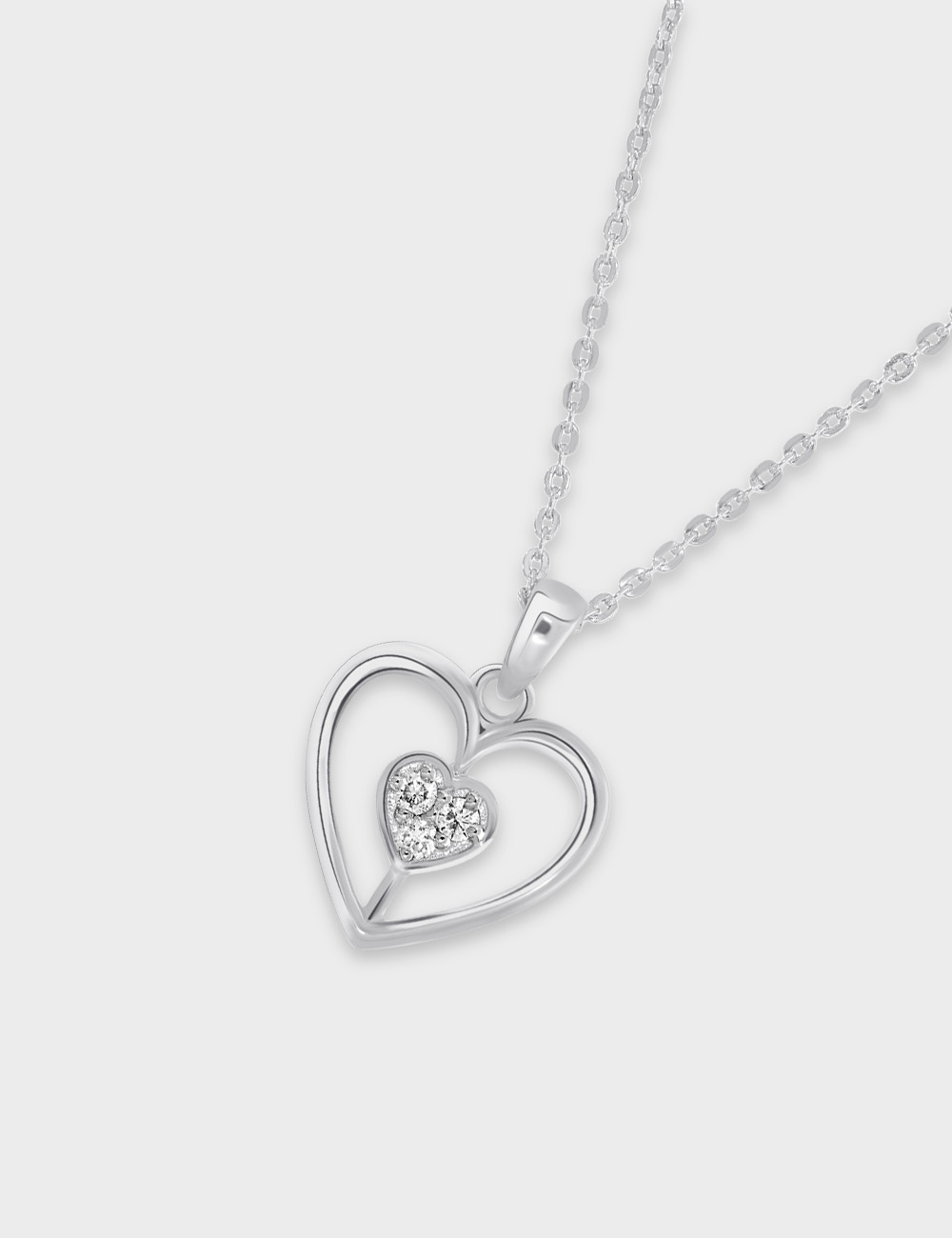 Tender Hearts Diamond Pendant 0.12 cent FG-VVS, White, large, image 3