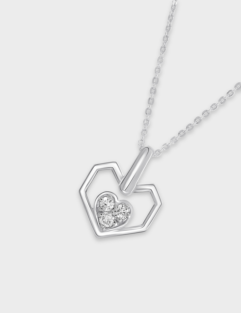 Heart Silhouette Diamond Pendant 0.21 cent FG-VVS, White, large, image 2