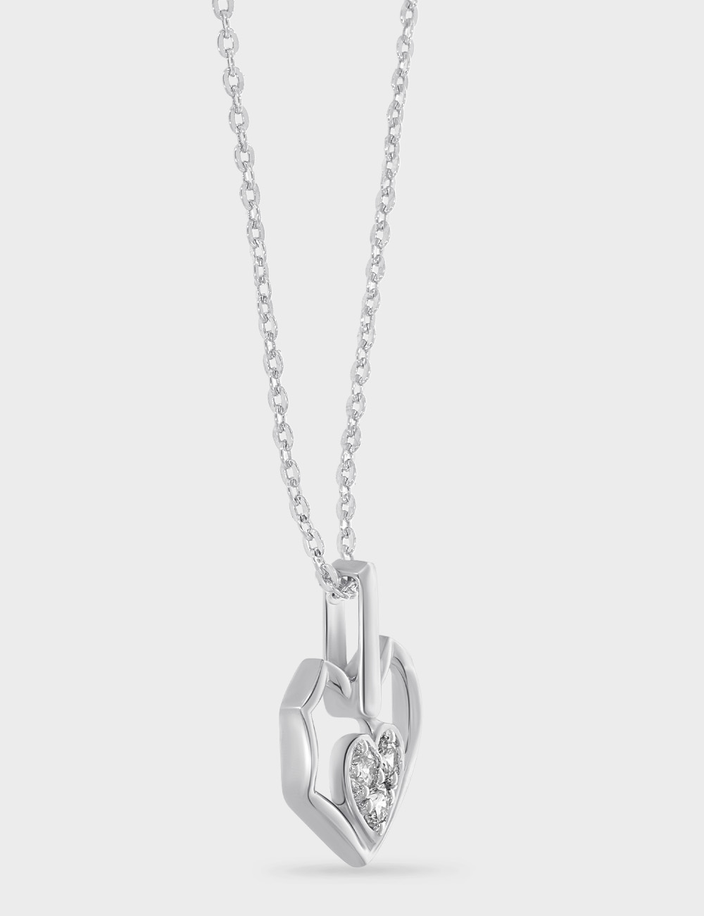 Heart Silhouette Diamond Pendant 0.21 cent FG-VVS, White, large, image 3