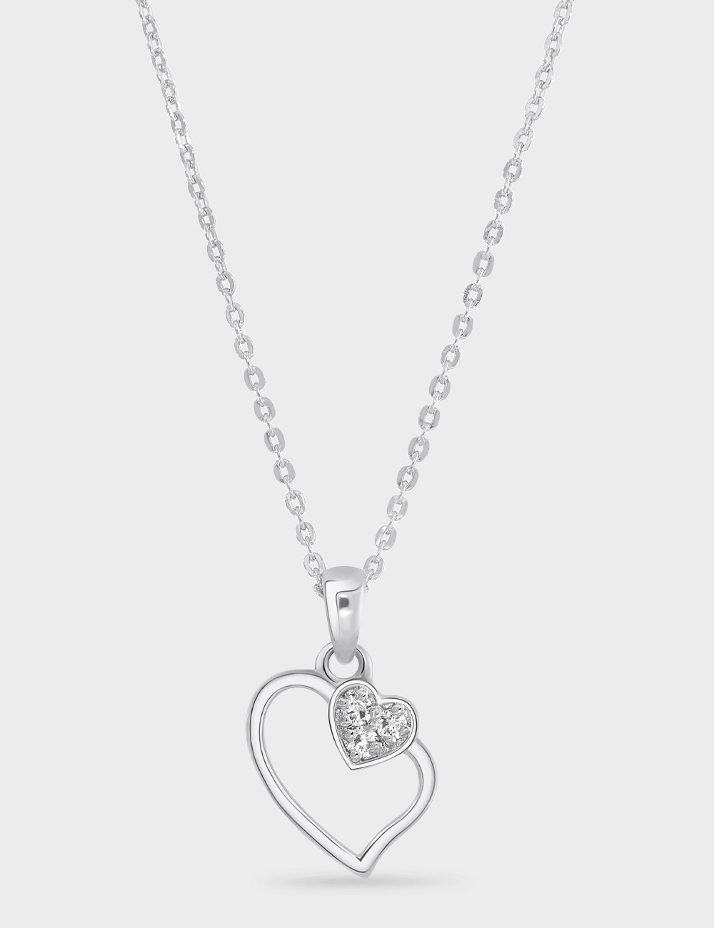 Heart Gleam Diamond Pendant 0.11 cent FG-VVS, White, large, image 1