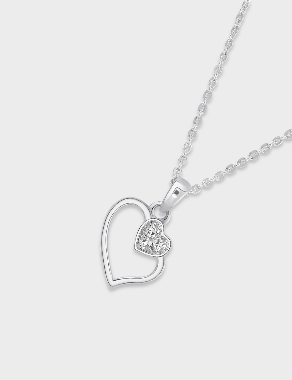 Heart Gleam Diamond Pendant 0.11 cent FG-VVS, White, large, image 2