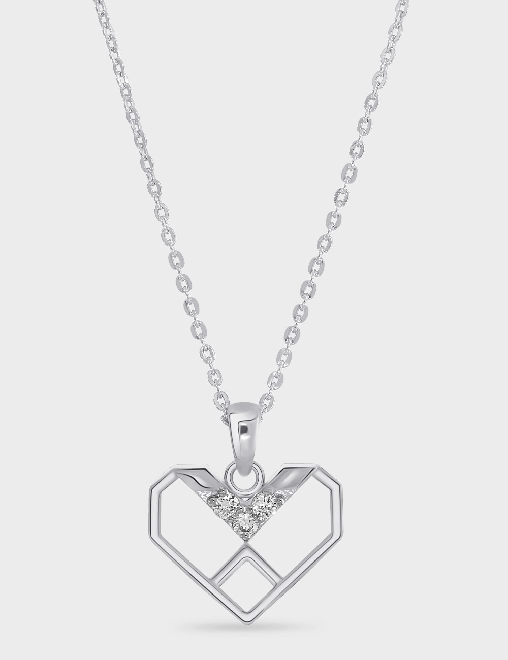 Edgy Heart Diamond Pendant 0.14 cent FG-VVS, White, large, image 1