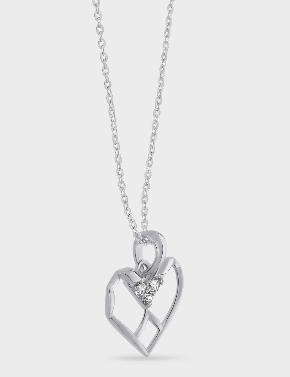 Edgy Heart Diamond Pendant 0.14 cent FG-VVS, White, large, image 3