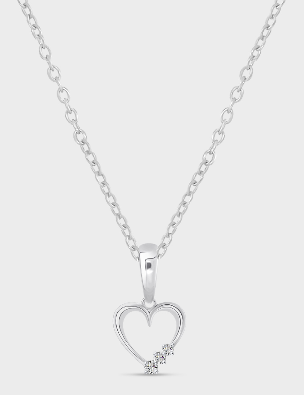 Drifted Heart Diamond Pendant 0.05 Cent FG-VVS, White, large, image 1