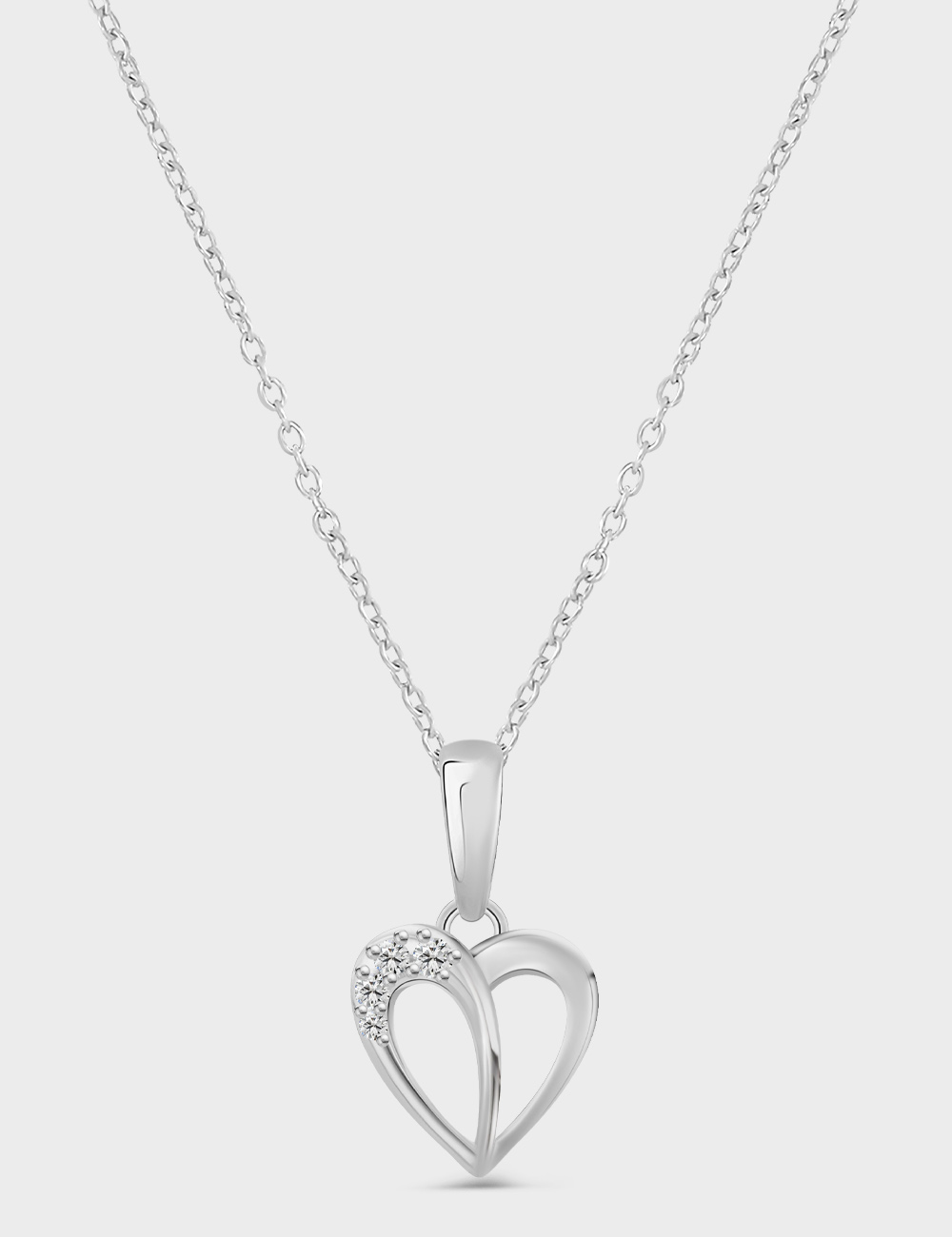 Split Silhouette Silver Diamond Pendant 0.06 cent FG-VVS, White, large, image 1