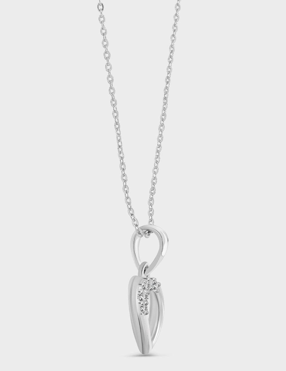 Split Silhouette Silver Diamond Pendant 0.06 cent FG-VVS, White, large, image 2