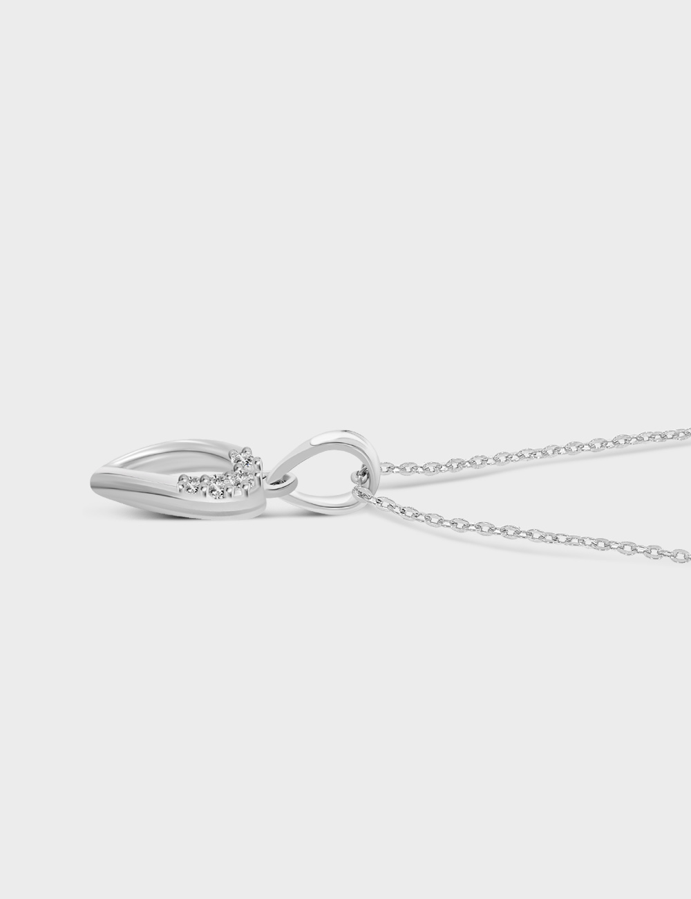 Split Silhouette Silver Diamond Pendant 0.06 cent FG-VVS, White, large, image 3