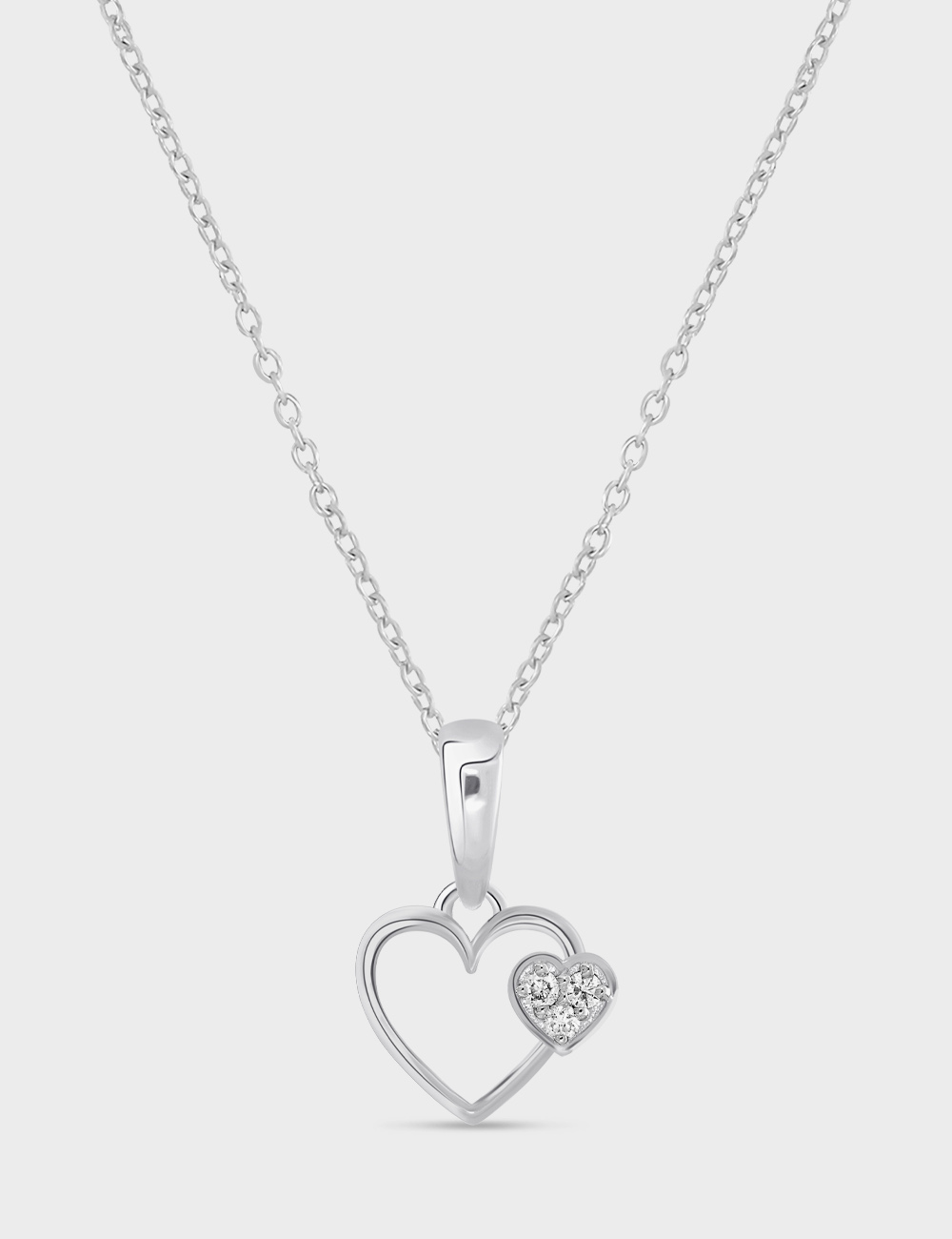Heart Within Diamond Pendant 0.05 Cent FG-VVS, White, large, image 1