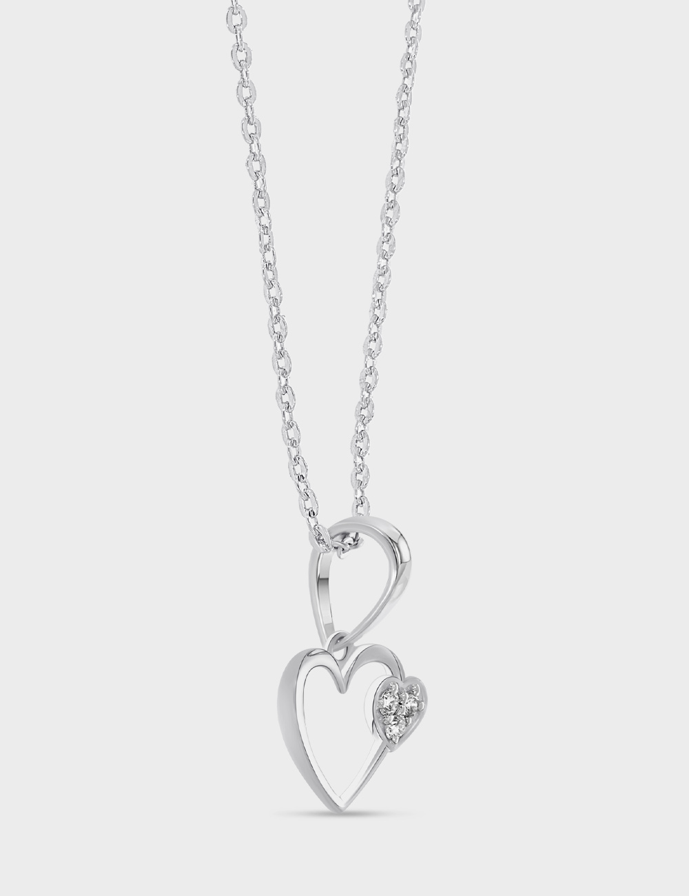 Heart Within Diamond Pendant 0.05 Cent FG-VVS, White, large, image 2