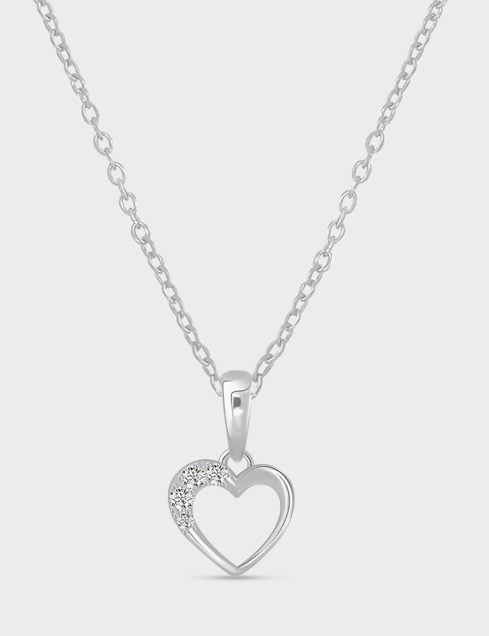 Star Kissed Heart Pendant 0.05 Cent FG-VVS, White, large, image 1