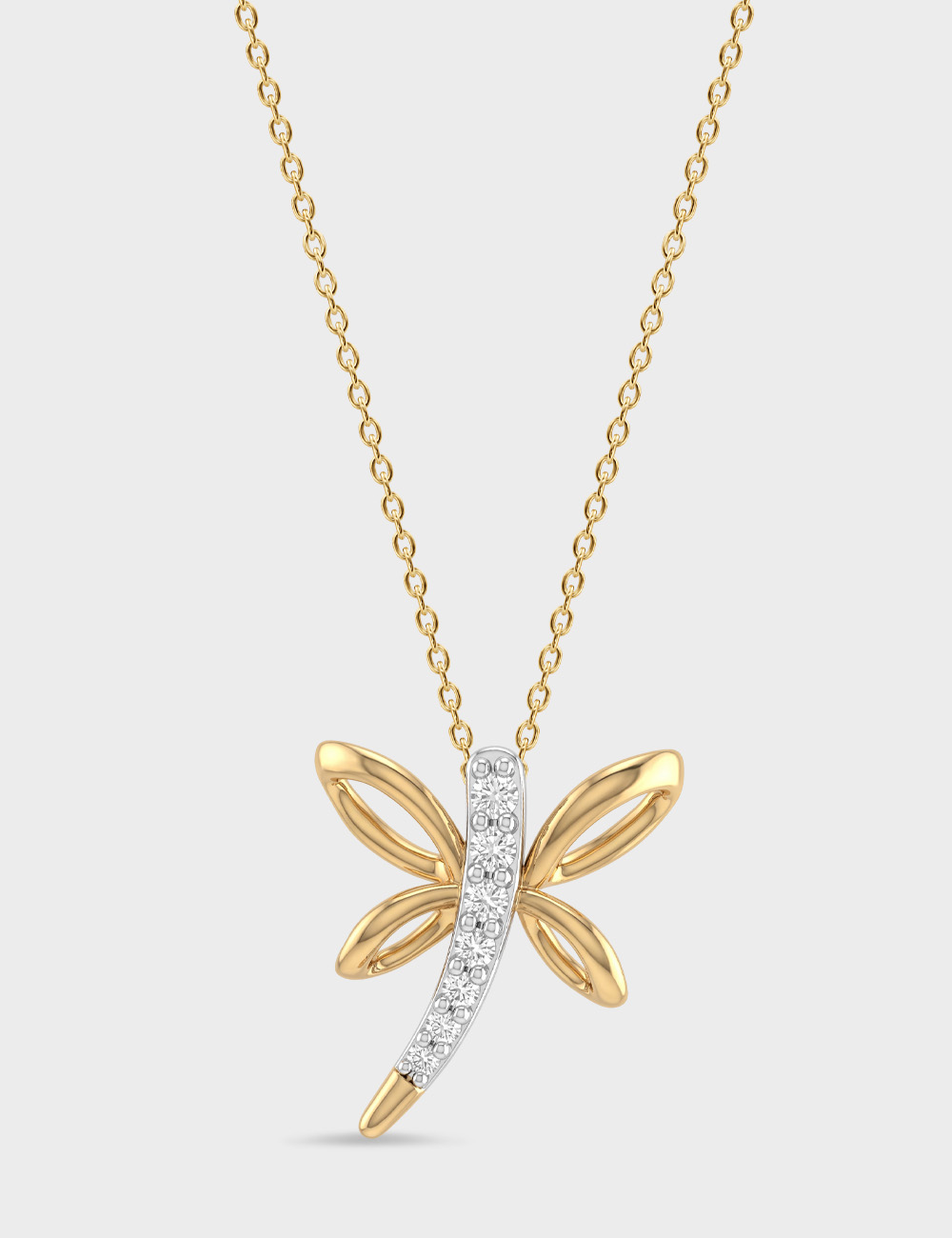 Dragonfly Gold Plated Silver Lab Grown Diamond Pendant 9 Cent FG-VVS, Gold Plated, large, image 1
