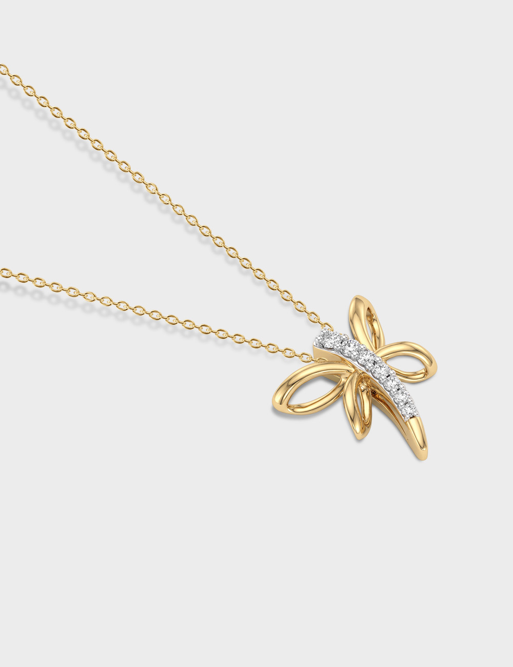 Dragonfly Gold Plated Silver Lab Grown Diamond Pendant 9 Cent FG-VVS, Gold Plated, large, image 2