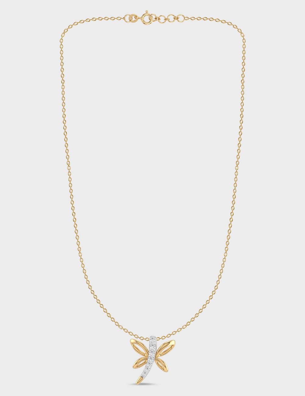 Dragonfly Gold Plated Silver Lab Grown Diamond Pendant 9 Cent FG-VVS, Gold Plated, large, image 3
