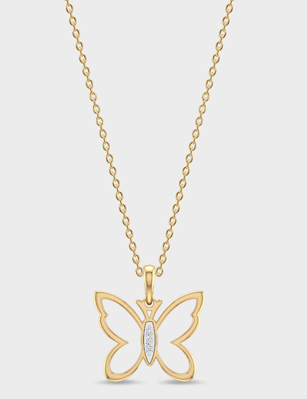 Flutter Gold Plated Silver Lab Grown Diamond Pendant 1 Cent FG-VVS, Gold Plated, large, image 1