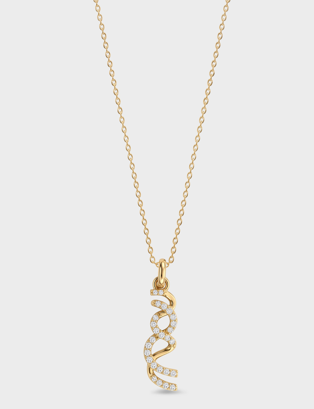 Script Gold Plated Silver Lab Grown Diamond Pendant 0.24 Cent FG-VVS, Gold Plated, large, image 1