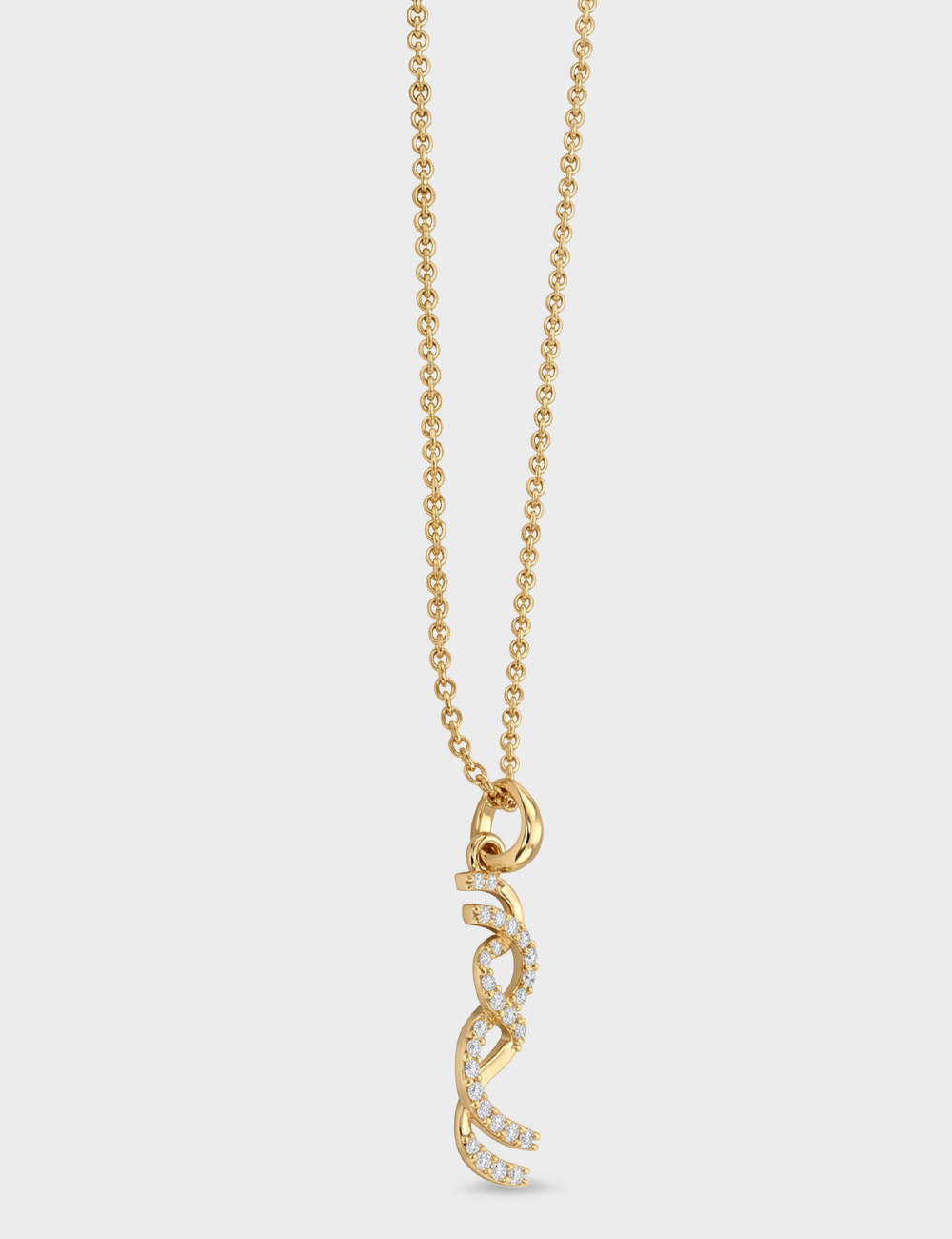 Script Gold Plated Silver Lab Grown Diamond Pendant 0.24 Cent FG-VVS, Gold Plated, large, image 2