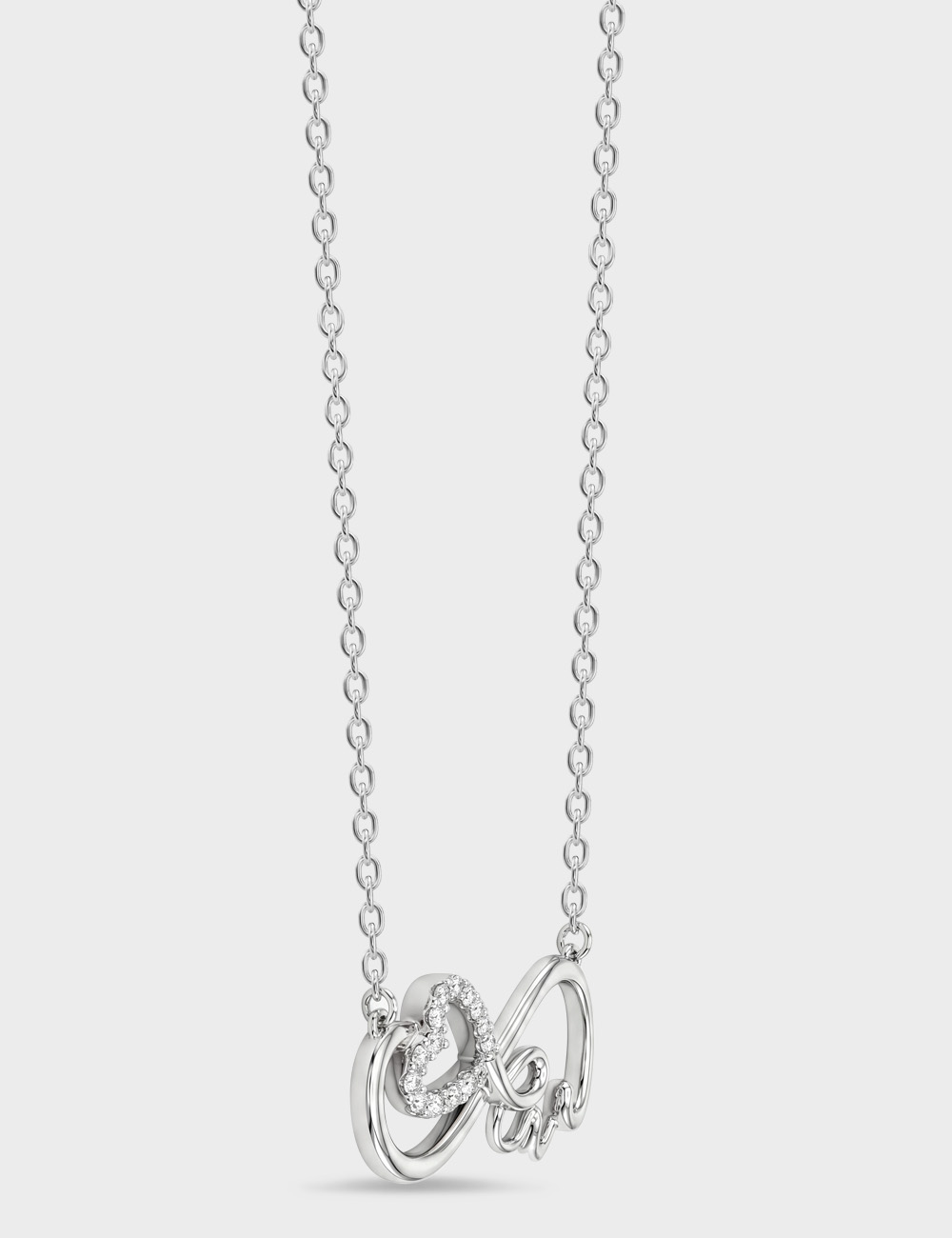 Infinite Love Silver Lab Grown Diamond Pendant 0.07 Cent FG-VVS, White, large, image 2