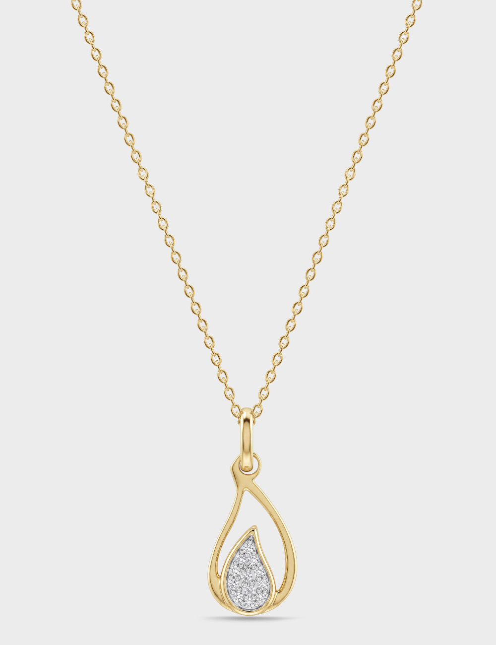 Teardrop Trail Gold Plated Silver Lab Grown Diamond Pendant 6 Cent FG-VVS, Gold Plated, large, image 1