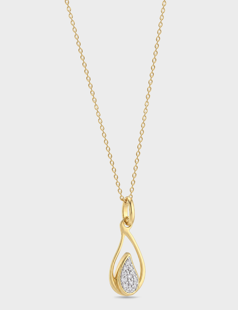 Teardrop Trail Gold Plated Silver Lab Grown Diamond Pendant 6 Cent FG-VVS, Gold Plated, large, image 2