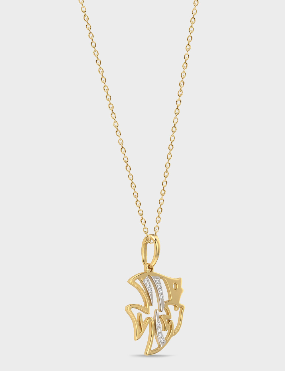 Angel Fish Gold Plated Silver Lab Grown Diamond Pendant 3 Cent FG-VVS, Gold Plated, large, image 2