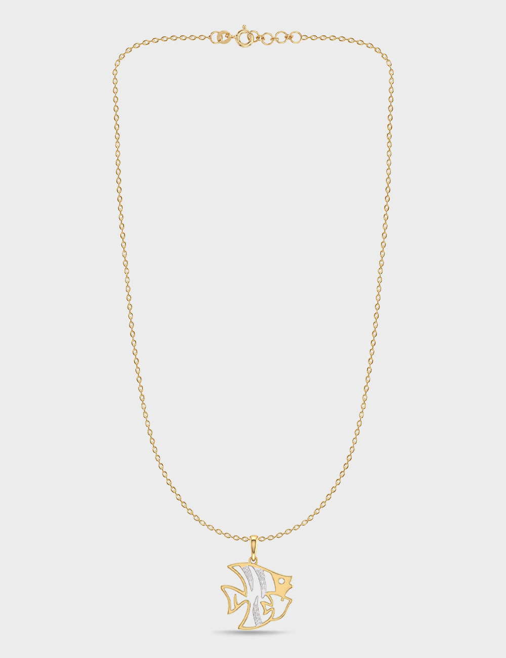 Angel Fish Gold Plated Silver Lab Grown Diamond Pendant 3 Cent FG-VVS, Gold Plated, large, image 3