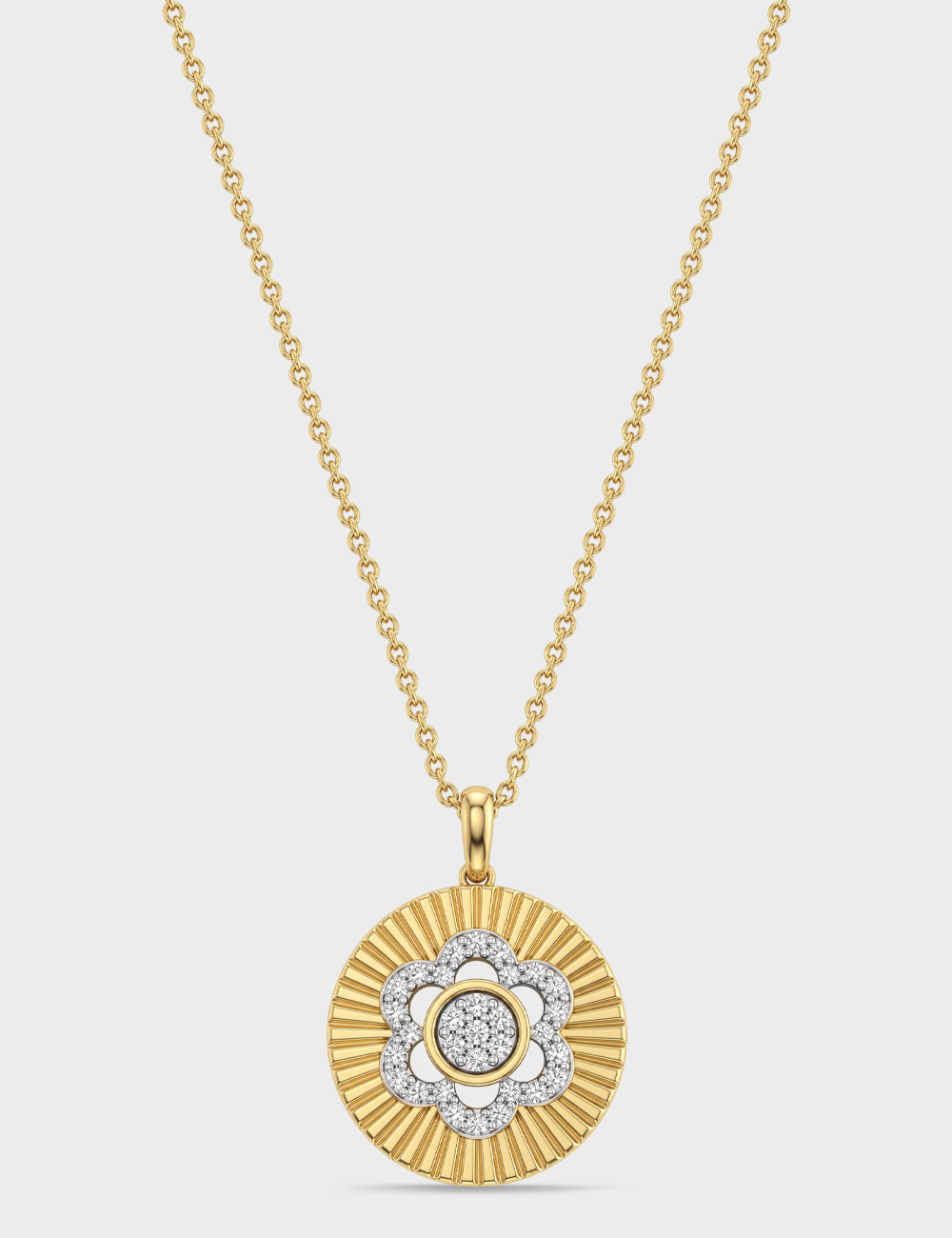 Sunkissed Bloom Gold Plated Silver Lab Grown Diamond Pendant 25 Cent FG-VVS, Gold Plated, large, image 1