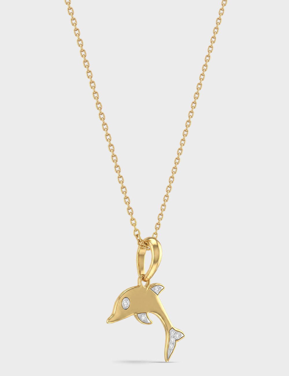 Dolphin Gold Plated Silver Lab Grown Diamond Pendant 2 Cent FG-VVS, Gold Plated, large, image 2