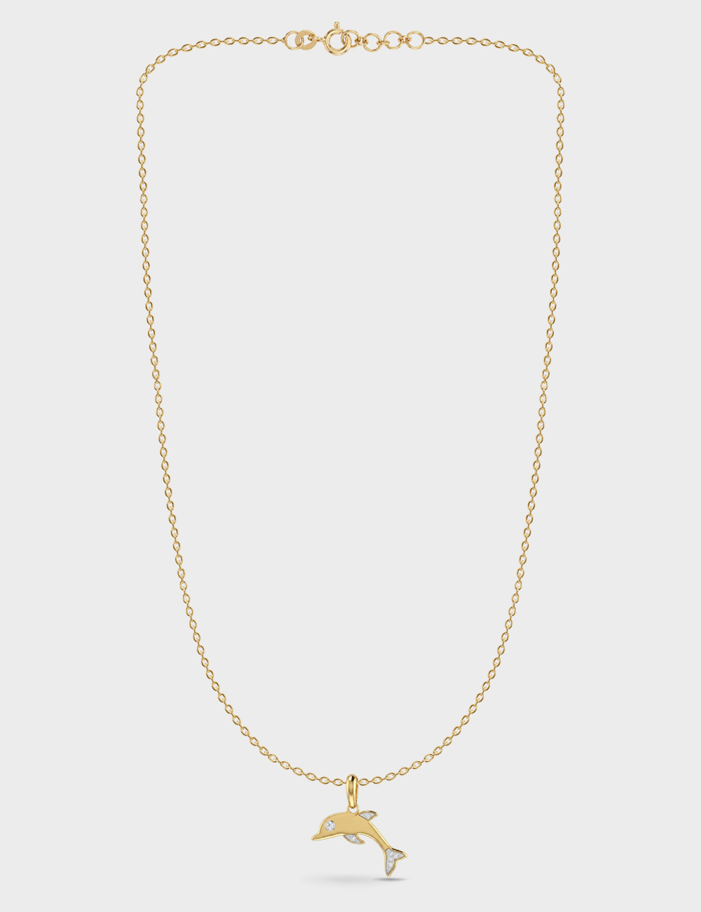 Dolphin Gold Plated Silver Lab Grown Diamond Pendant 2 Cent FG-VVS, Gold Plated, large, image 3