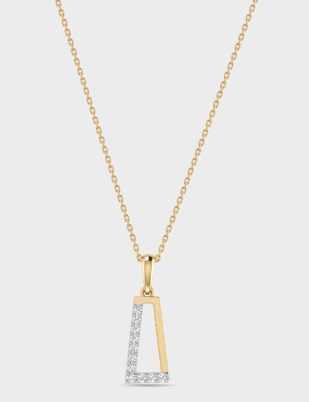 Asymmetric Line Gold Plated Silver Lab Grown Diamond Pendant 11 Cent FG-VVS, Gold Plated, large, image 1