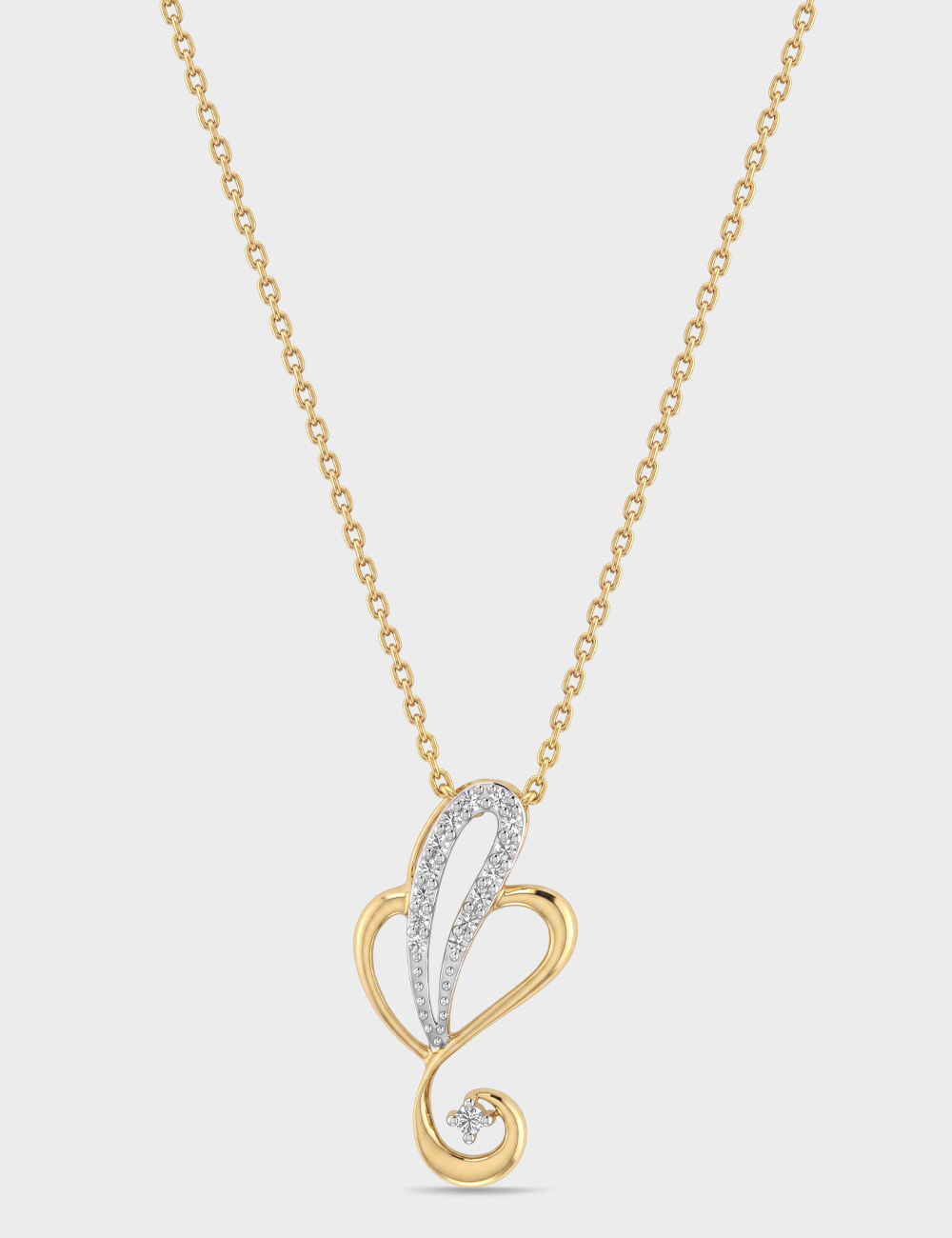 Auspicious Curl Gold Plated Silver Lab Grown Diamond Pendant 15 Cent FG-VVS, Gold Plated, large, image 1
